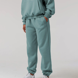 เสื้อวอร์มสำหรับผู้หญิงทรงหลวมเปิดไหล่กางเกงขายาวใส่ลำลองใส่ในฤดูหนาวผ้าคอตตอน100% ทึบปรับแต่งโลโก้ได้ - Product Image 5