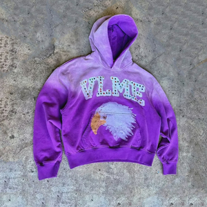 Sudadera con capucha para hombre, jersey de moda vintage lavado ácido desteñido por el sol pintado con cuentas de diamantes de imitación y logotipo personalizado - Product Image 2