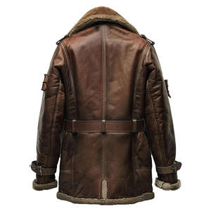 Veste Classique pour Homme en Cuir de Mouton Double Face Respirante Chauffante Col Montant Design Hiver Logo Avant - Fabrication - Product Image 2