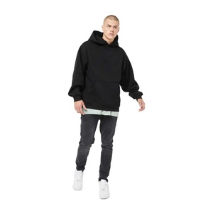 Sudadera Negra con Dobladillo y Puños Acordonados, Cuello Cruzado, Estilo Pullover, Bordado de Tela, 80% Algodón, 20% Poliéster, Talla Grande - Product Image 5