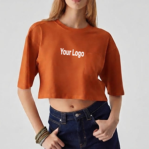 Wholesale Affordable Price Crop <b>Top</b> Fit 100% Cotton Long Sleeve T-Shirt Custom Printed Logo Breathable Hip Hop Style Tee Shirt - Product Image 4
