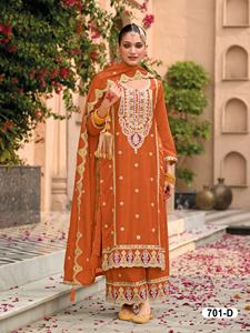 Señoras Fancy Indian Pakistani Salwar Suit Vestido de estilo tradicional Anarkali para fiestas Mujeres indias Chinon Silk Slim Fit - Product Image 5