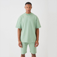 Ensemble de sport 2 pièces gris clair surdimensionné personnalisé pour hommes, style urbain, respirant, séchage rapide, en Spandex/Polyester, vente en gros