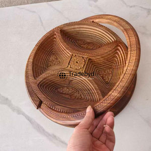 Panier à fruits secs en bois moderne de qualité supérieure, écologique, fait à la main, bol à collation polyvalent pour la maison et l'hôtellerie - Product Image 4