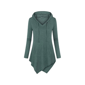 ชุดเดรสมีฮู้ดแบบสวมหัวเสื้อสเวตเชิ้ตผู้หญิงแขนยาวสีพื้นสำหรับฤดูหนาว - Product Image 6