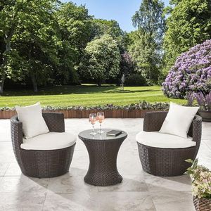 Ahorro de espacio 3 piezas 3 piezas exterior de mimbre PE Poly Rattan Ratan café al aire libre balcón jardín suelo Patio Bistro muebles conjunto - Product Image 3