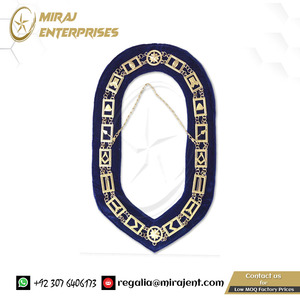 Collar de cadena masónica Blue Lodge G Square & Compass con bordado de plata de terciopelo azul Masonic Regalia - Product Image 2