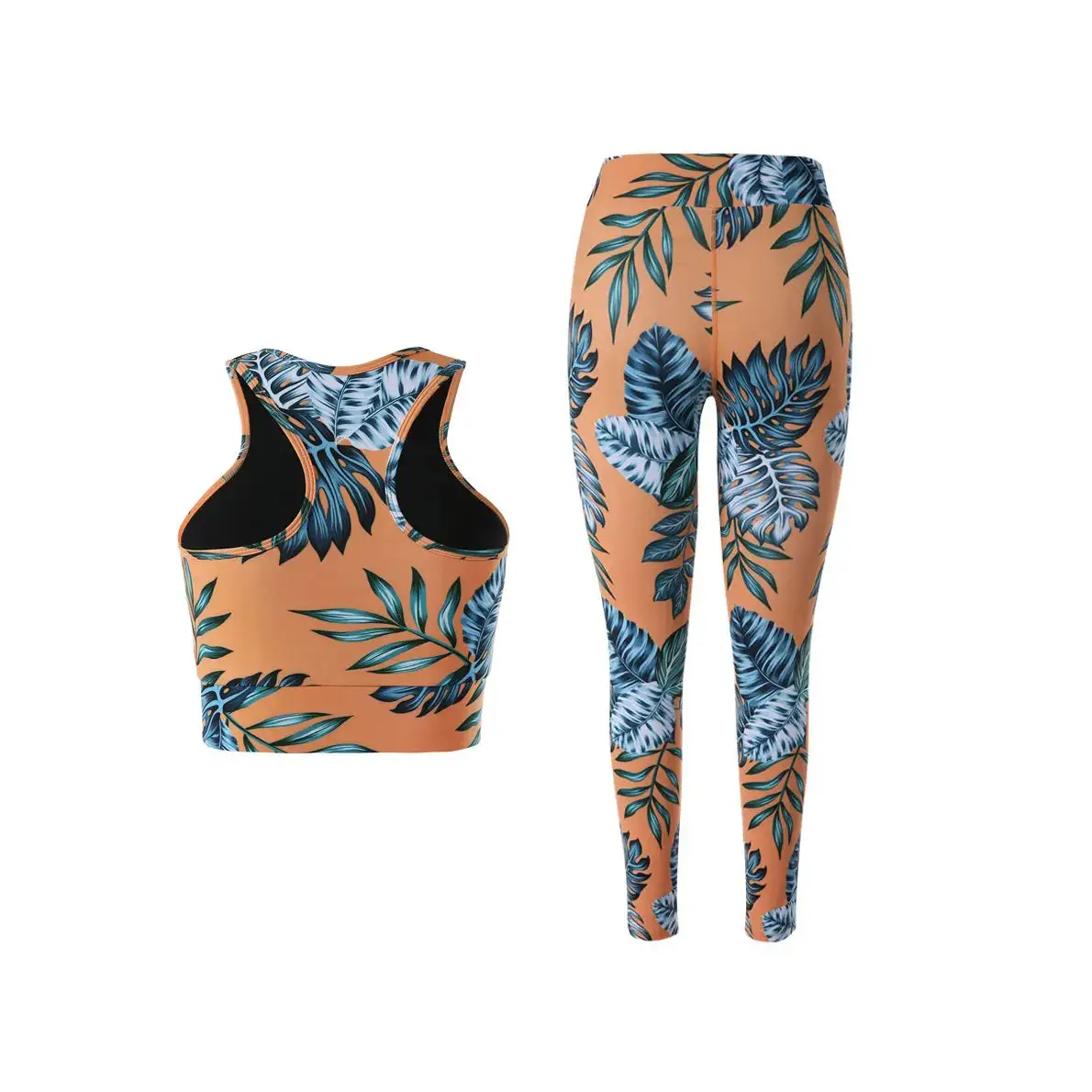 Workout 2 Piece Sets for Sublimation Women Crop Top and High Waist Leggings Yoga Set Compression Jump Suit For Women Printed