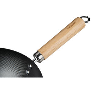 Padella per Wok in acciaio commerciale con manico in legno 26cm di diametro in stile cinese Design a nido d'ape per cucina a induzione a Gas coperchio in vetro - Product Image 4