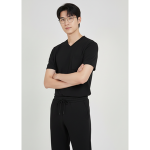 เสื้อสครับทางการแพทย์ใส่สบายพอดีตัวสำหรับผู้ชายคอกลมผ้าขัดตัวส่วนบนเป็นผ้ายืดเครื่องแบบโรงพยาบาลผลิตจากเวียดนาม - Product Image 1