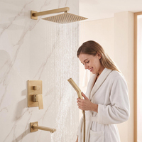 Système de douche pluie encastré personnalisable de 8 à 12 pouces avec mélangeur déviateur 2/3 voies et valve NPT de 1/2 pouce pour salle de bain résidentielle aux États-Unis