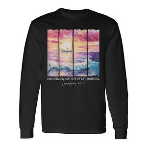 T-shirt a maniche lunghe con tratti di pittura ad acquerello Every Morning His Mercies Are New - Regalo promozionale - Product Image 1