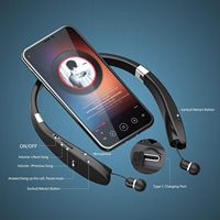 Headset Lipat Ringan, Headphone Retraktil untuk Olahraga, Peredam Kebisingan, Stereo, Headset Nirkabel dengan Neckband