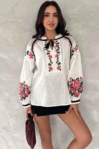 Nouvel arrivage de vêtements bohèmes de qualité supérieure avec broderie ukrainienne Vyshyvanka Designs robes en lin avec glands manches longues casual - Product Image 5