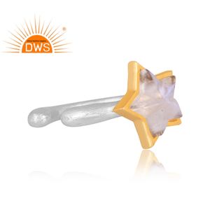 Best Selling Fine Sterling Silver Natural Rainbow Moon Stone Gemstone <b>Ear</b> <b>Cuff</b> <b>Earring</b> Custom Jewelry Manufacturer - Product Image 2