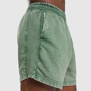 Pantalones cortos lavados personalizados Parche de rizo francés Bordado Transpirable 100% Algodón Streetwear Vintage Sun Faded Acid Wash Shorts para hombres - Product Image 5