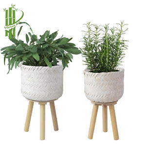 Mini pots de fleurs en bambou faits à la main-Jardinières décoratives polyvalentes - Product Image 1