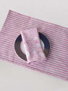 Pink Dining Table <b>Placemats</b> Set With Napkins Stripe Two colour Available - Product Image 3