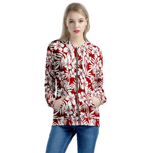 Sudaderas con capucha personalizadas con cremallera para mujer con patrón de Estilo Hawaiano polinesio al por mayor para mujer sudaderas con capucha de sublimación transpirables de gran tamaño - Product Image 3