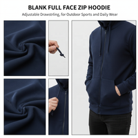 Sudadera con Capucha Completa para Hombre Stock Bosue, de Forro Polar Sólido, con Cordón Ajustable, 100% Poliéster, 220g, Tejida, para Deportes al Aire Libre en Otoño