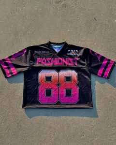 T-shirt personnalisé Hip Hop pour hommes T-shirt oversize en polyester pour le football, le basket-ball et le baseball, maillot en maille T-shirt court pour hommes - Product Image 1