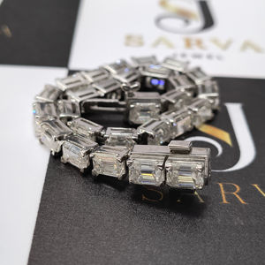 Custom 925 Silver <b>Tennis</b> Link <b>Bracelet</b> VVS Moissanite Emerald Cut Diamond Link <b>Bracelets</b> Cute Style <b>for</b> <b>Men</b> Women <b>for</b> Parties - Product Image 6