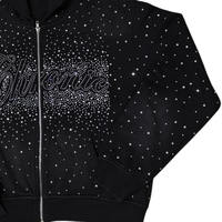 Sweat-shirt à capuche zippé pour homme, orné de strass de qualité supérieure, effet diamant, style streetwear, veste de sport