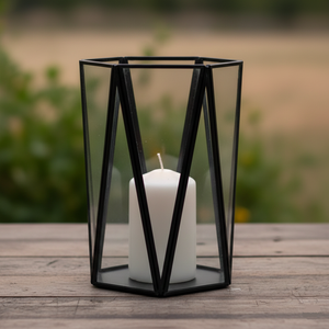 Modern Chrome Stainless Steel Geometric Glass <b>Lantern</b> Indoor/<b>Outdoor</b> Decorative Tabletop <b>Candle</b> Holder for Weddings Other <b>Candle</b> - Product Image 5