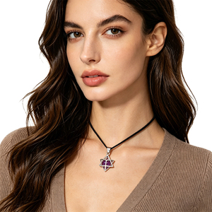 Collar con Colgante de Cristal de Amatista y Latón Natural, Diseño Vintage de Mercaba, para Hombre y Mujer, Joyería de Regalo - Product Image 5
