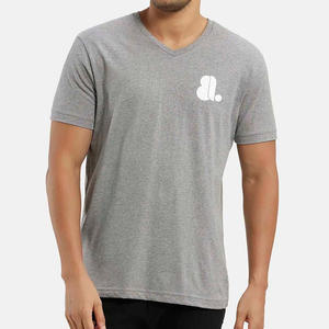 Nouveau T-shirt pour homme à col en V, couleur unie, manches courtes, vente en gros, T-shirts pour homme à col en V, manches courtes, 100% coton, vierge - Product Image 2
