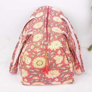 Bolsa de Viaje Acolchada de Lujo Hecha a Mano con Estampado en Bloque, Bolsa de Viaje de Fin de Semana de Algodón Ecológico, Gran Capacidad, Cierre de Alta Calidad - Product Image 2