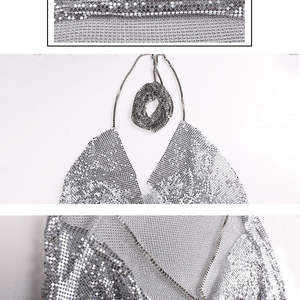 Vestido de Fiesta Largo Estilo Malla Metálica con Estampado de Poliéster, Corte Imperio, Disponible en Tallas XS a XL - Product Image 6