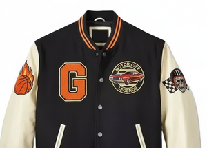 Chaqueta Universitaria Vintage de Calle para Hombre |   Sudadera con Capucha de Invierno 100% Algodón con Mezcla de Lana, Mangas de Poliéster, Cuello Alto y Logotipo Frontal - Product Image 3