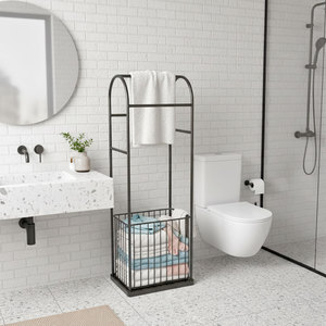 KPT68013 Perchero de pie con cesta para organizar toallas de baño - Product Image 3