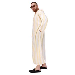 Venta caliente ropa islámica manga larga hombres Thobe árabe Jubbah con capucha musulmán Arabia Saudita Dubai Thobe hombres diseño de forro personalizado - Product Image 1