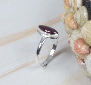 Pierre précieuse grenat faite à la main bijoux de mode 925 estampillé argent filles bague Simple 925 bague en argent Sterling bague grenat de mode - Product Image 3