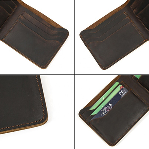 Portefeuille en cuir véritable vintage de luxe unisexe, brun foncé, blocage RFID, grande capacité, porte-cartes pour un usage quotidien - Product Image 6