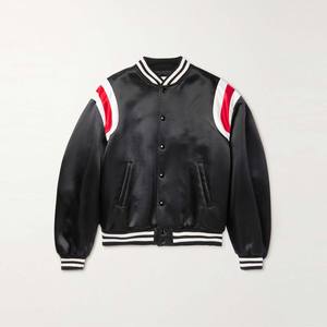 Chaqueta Bomber Varsity de Satén en Contraste para Hombre, Chaqueta de Béisbol Bordada de Peso Pesado - Product Image 6