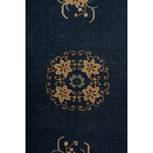 Alfombra de Lana Anudada a Mano Pechino Azul Paem-1361 con Patrón Floral, Alfombra Rectangular para Sala de Estar, Pasillo, Entrada - Product Image 3