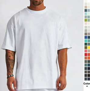 Boxy Hip Hop hombres de talla grande 180 GSM camiseta de gran tamaño hombro caído gráfico peso pesado ropa de calle de lujo logotipo personalizado - Product Image 1