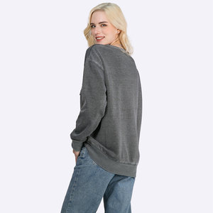 Personnalisé Automne Femmes 100% Coton Hip Hop Ras Du Cou Pull Sweat Avant Logo Décontracté Mode En Gros - Product Image 5