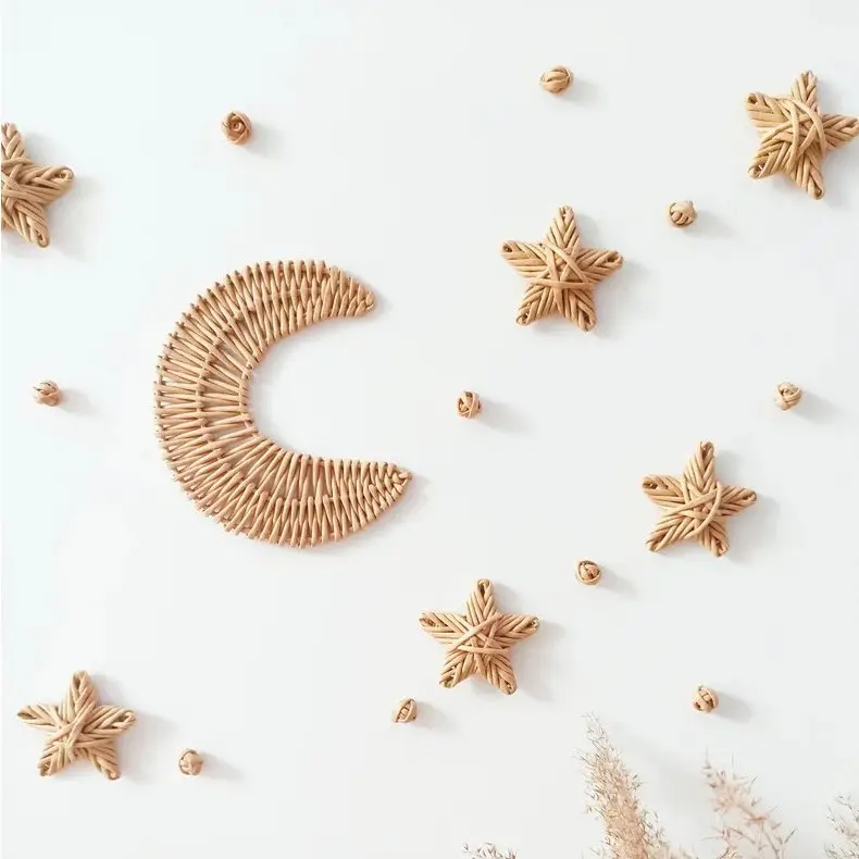 Cute moon and stars accessori per neonati sala giochi rattan nursery decor baby kids room decoration wall hangings