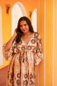 Robe maxi en coton imprimé à la main, robe bohème indienne faite à la main, robe longue d'été, tenue de plage, tenue de villégiature, robe légère - Product Image 4