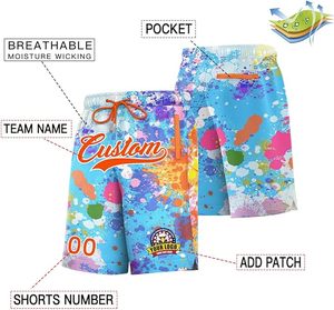 Shorts d'entraînement de basketball pour adultes en maille polyester respirante, séchage rapide, effet délavé, avec design par sublimation, plusieurs couleurs et logo personnalisé - Product Image 2