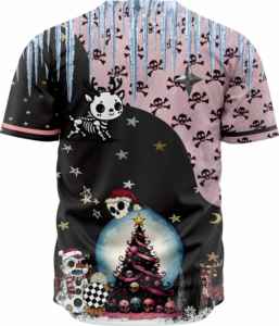 Maillot de baseball de Noël gothique personnalisé, sublimé, respirant, unisexe, avec nom de joueur imprimé (OEM/Vente en gros) - Product Image 2