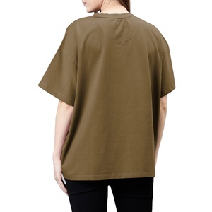 เสื้อยืดโอเวอร์ไซส์ทรงหลวมสำหรับผู้หญิง ผ้าฝ้าย 100% ระบายอากาศได้ดี เหมาะสำหรับใส่ลำลองในฤดูร้อน แขนสั้น สไตล์สตรีทแวร์ สีพื้น รับสกรีนโลโก้ - Product Image 1