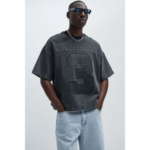 Camiseta de Alta Calidad con Lavado Ácido Personalizado, 100% Algodón, Estilo Vintage, Cuello Redondo, Estilo Urbano, 300g, Transpirable, para Hombre - Product Image 1