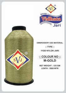 Fil de nylon Zari haute ténacité SHREE VIDHATA JARI 110D 5900 MTR pour l'industrie textile, fil à broder métallique texturé M-GOLD - Product Image 2