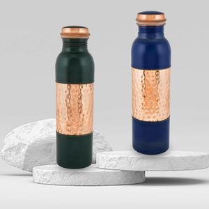 Botella de cobre puro hecha a mano vasos de vidrio de agua Alto Rendimiento de aislamiento térmico 800ml hermosos colores boda por HF CRAFTS - Product Image 4