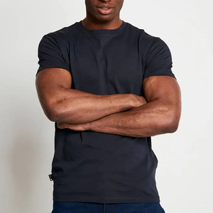 Haute Performance Gym 100% Coton T-shirt Stock Hommes À Manches Courtes Compression Workout Tee À Séchage Rapide Polyester Spandex - Product Image 4